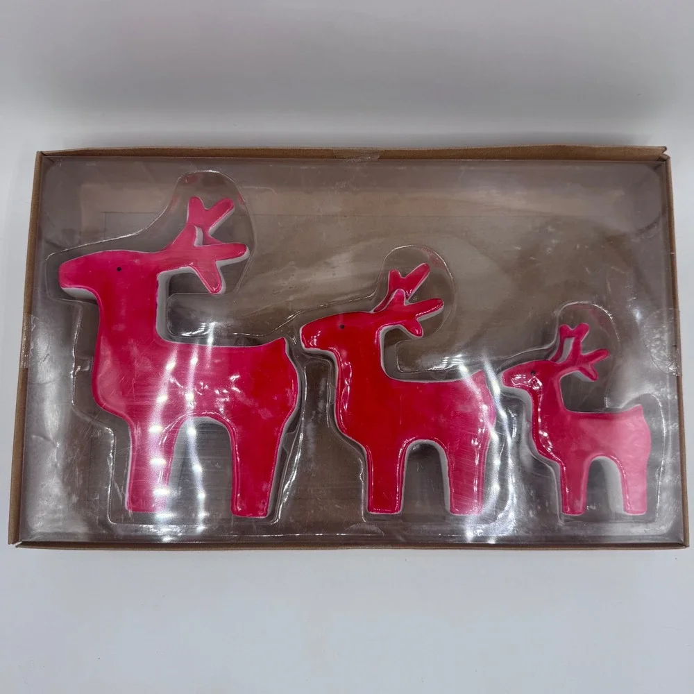 Sullivans Red Ceramic Reindeer Figurines Set of 3 Holiday Decor PN2788